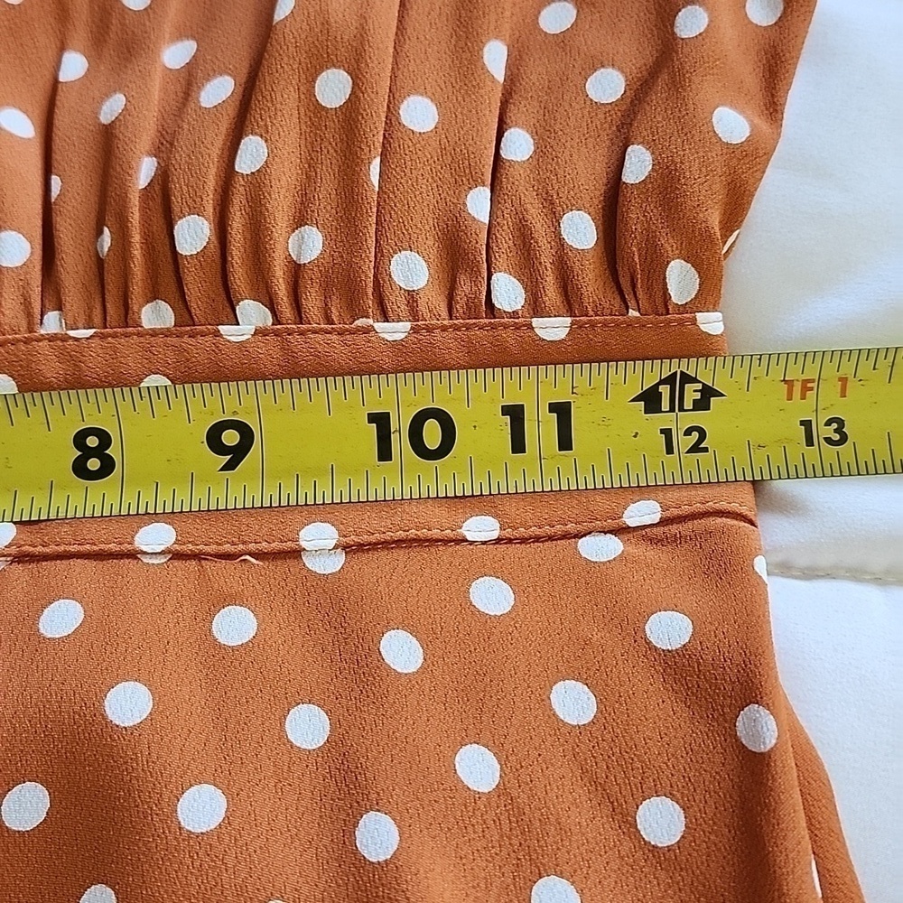 Flynn Skye Golden Polka Dot Open Back Bell Sleeve Tie Back Mini Dress XSMALL - Picture 11 of 12